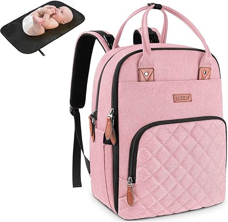 pink backpack changing bag