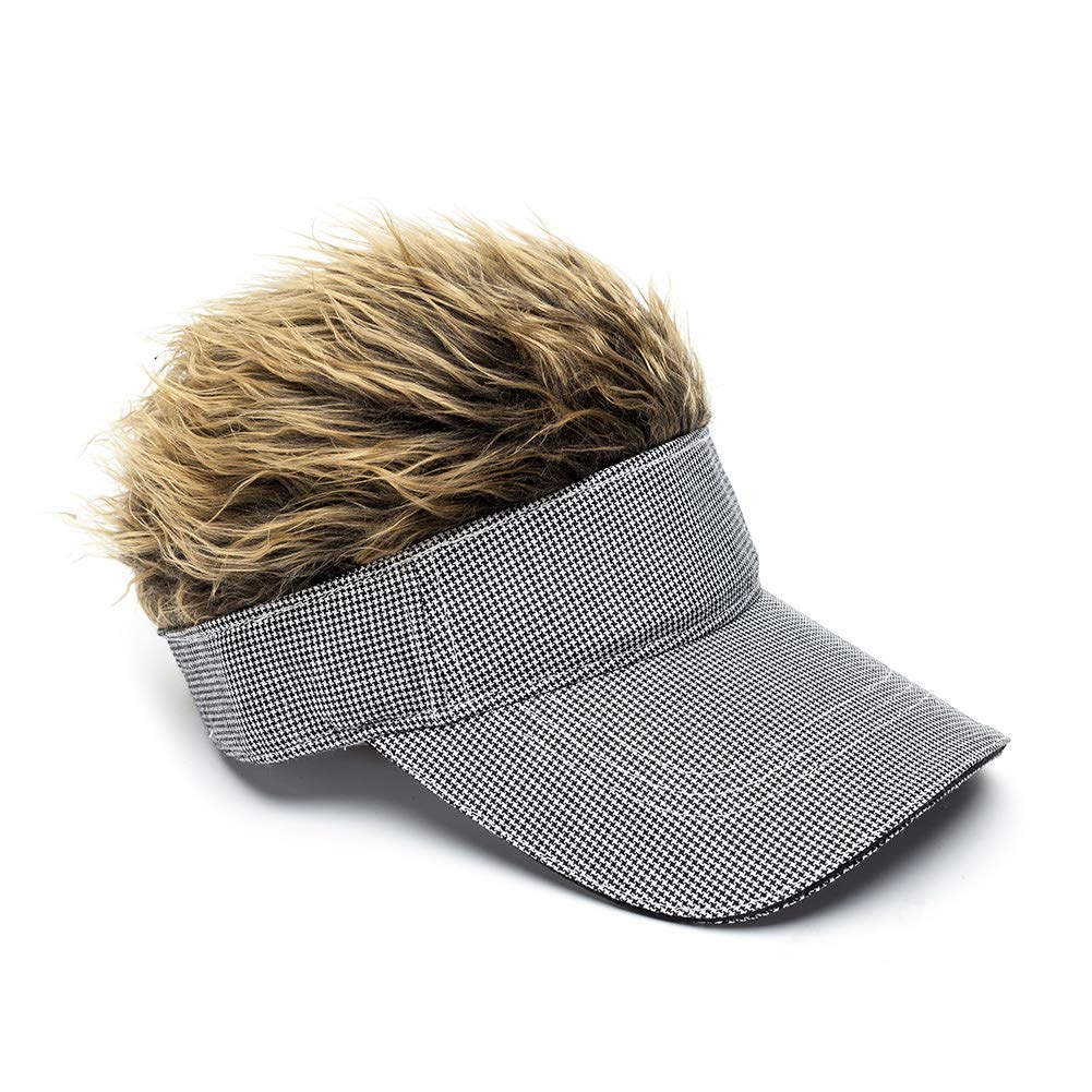 OBERORA Flair Hair Visor Sun Cap Wig Peaked Adjustable Baseball Hat with Spiked Hairs