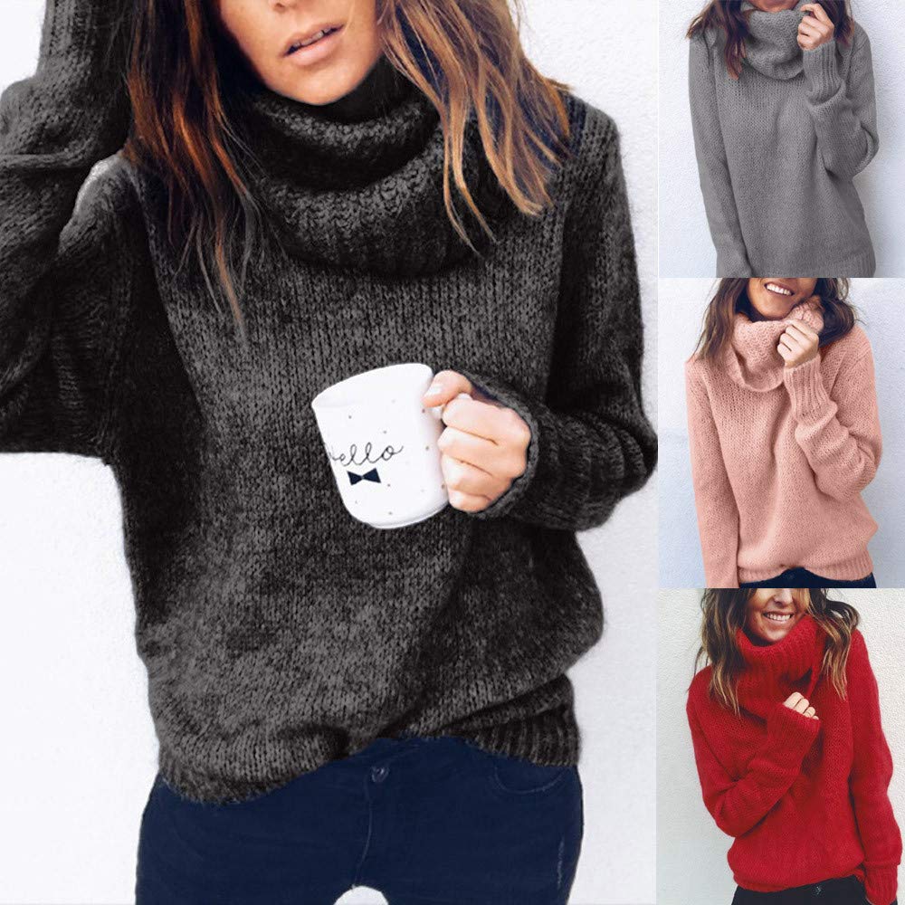 titap s-3xl women long sleeve loose turtleneck knitted sweater jumper pullover top blouse