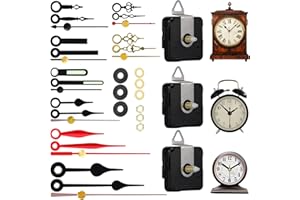 EMOON 3-Piece Silent Clock Mechanism Kit with 8 Pairs of Short Clock Hands Battery Operated Quartz Movement for DIY Clock Repair and Replacement (Total Shaft Length 16mm, 20mm, 23mm)