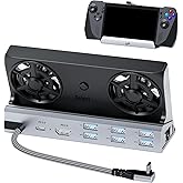 Dual Cooling Fans 12 in 1 Steam Deck Docking Station with 4K@60Hz 2.0,6 USB Ports,1000Mbps,USB-C 100W PD,40Gbps Adapter for Steam Deck/Rog Ally/Switch/Legion Go