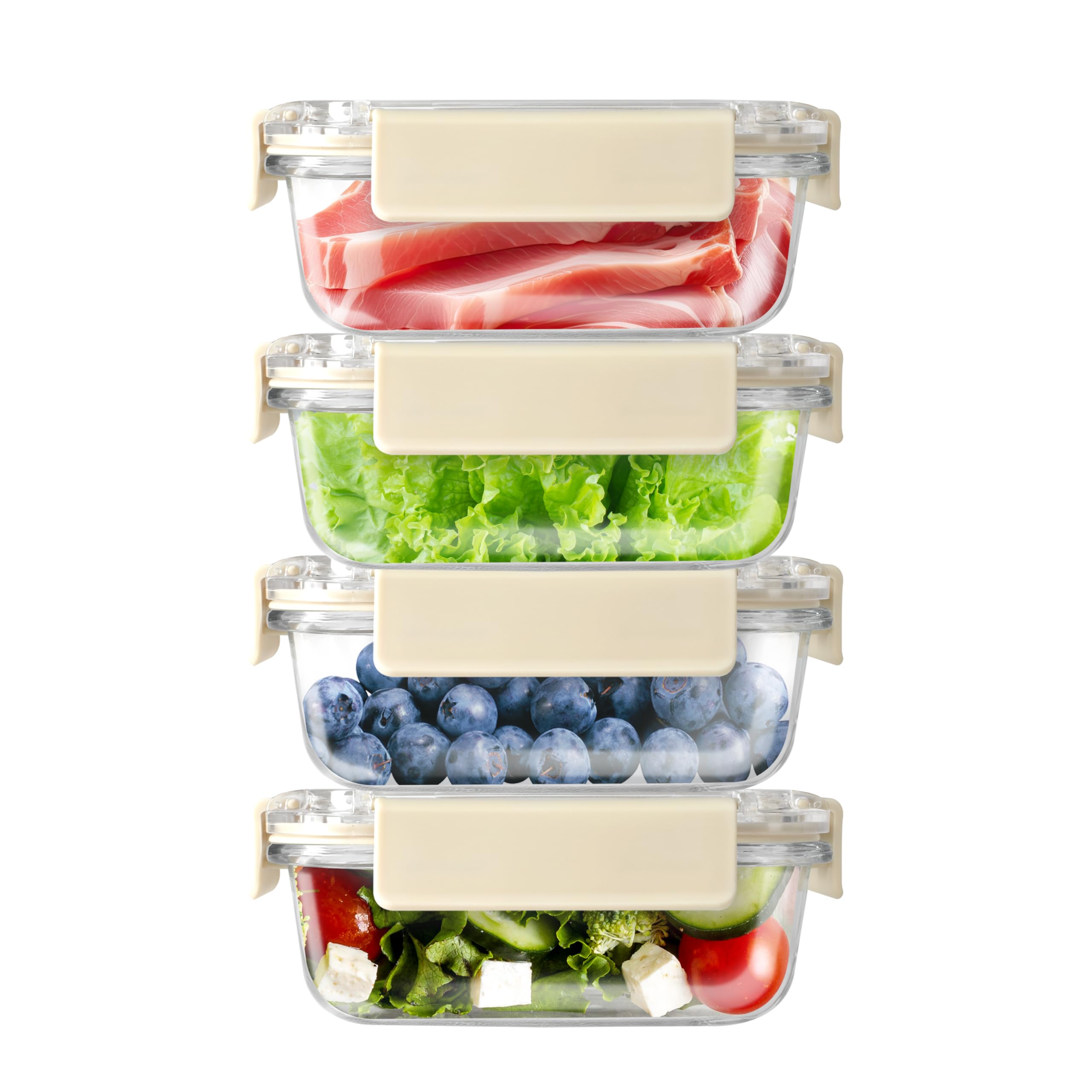 Photo 1 of YSSOA Food Meal Prep Containers with Lids, All Temp Food Storage Container,BPA-Free,Airtight Glass Lunch Boxes,Ideal for Lunch, Meal Prep & Leftovers,Microwave, Oven,Dishwasher Friendly,4 Packs