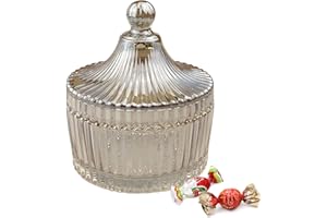 10oz Crystal Glass Candy Dish with Lid Candy Jars for Candy Buffet Decorative Candy Bowl Apothecary Jar with Lid Covered Cand