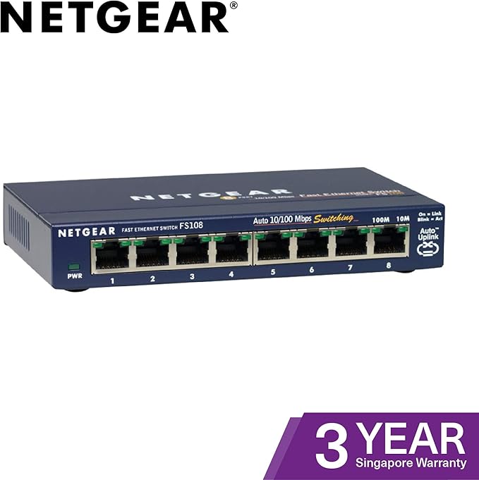 Netgear Fs108 300pes 10 100 8 Port Switch Amazon Co Uk Computers Accessories