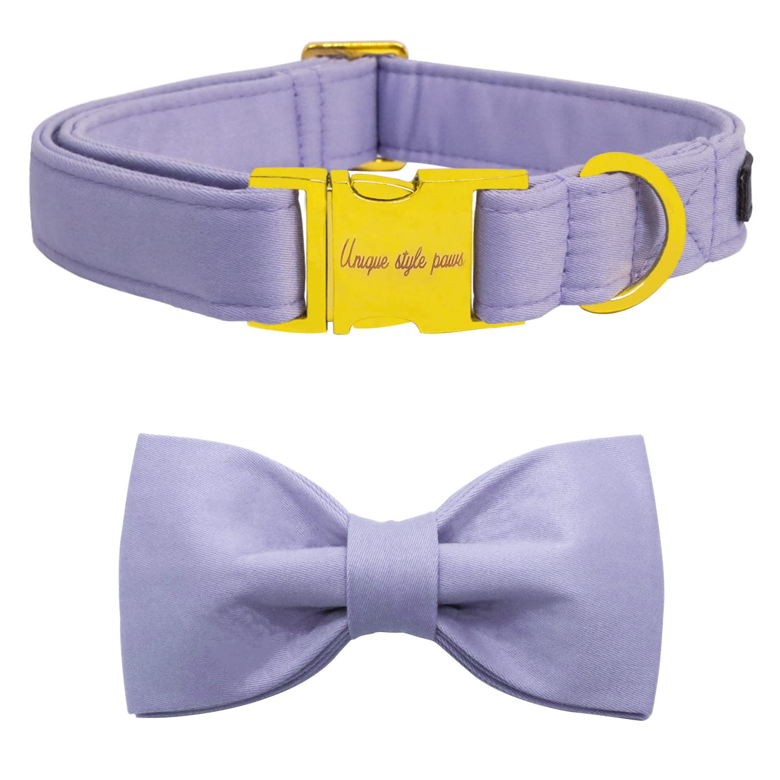 Unique style paws Dog Collar with Bowtie, Soft Cotton Collar with Reinforced Golden Metal Buckle Comfortable & Adjustable Collar for Small Medium Large Dogs & Cats