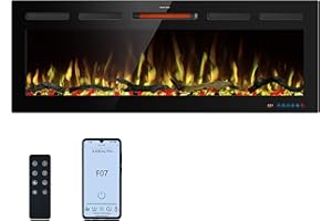 Kentsky 48" WiFi Electric Fireplace Inserts, Recessed and Wall Mounted Fireplace Heater W/Adjustable Flame Color & Brightness, Thermostat, 9H Timer, App and Remote Control, Low Noise, 750/1500W