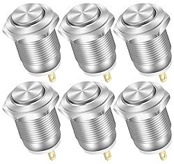 DaierTek 6pcs 12mm Momentary Push Button Switch 12V