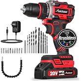 AVID POWER 20V Brushless Cordless Drill Set 40Nm 3/8" Metal Chuck for DIY | Brushless Motor for Longer Lifespan, 2 Speed Modes, 26 Positions, 22 Accessories, 2.0Ah Battery, Charger, for Home DIY Use
