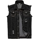 NASKY Men's Fit Retro Ripped Denim Vest Sleeveless Jean Vest and Jacket