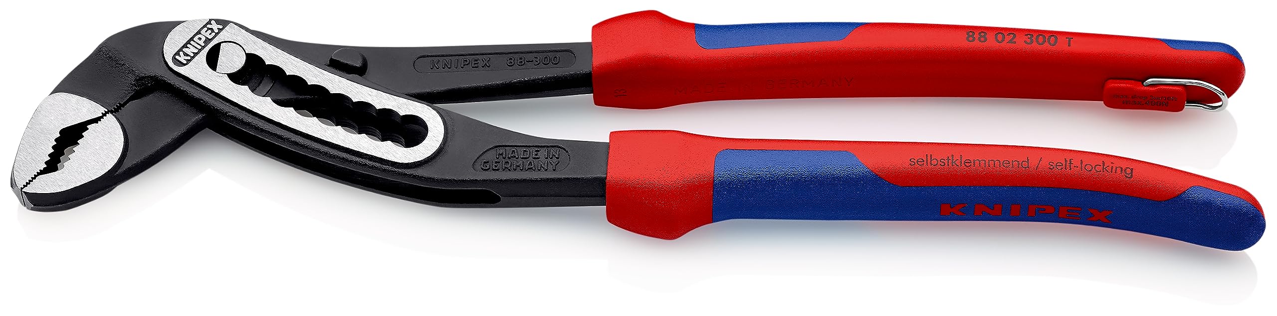 KNIPEX Alligator Water Pump Pliers in Blister with Multi-Component Grips, with Integrated Tether Attachment Point, 88 02 300 T BK
