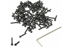 iexcell 100 Pcs M2 x 12mm Thread Pitch 0.4 mm Alloy Steel 12.9 Grade Hex Socket Head Cap Screws Bolts Kit, Black Oxide Finish
