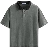 Aelfric Eden Mens Oversized Washed Polo T Shirts Heavyweight Vintage Cotton Tees Short Sleeve Tops Unisex