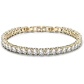 BUMBLEBEE Handmade Tennis Bracelet for Women, 14K Gold Plated, 12.96 CTTW Italian 5A Cubic Zirconia, Hypoallergenic, Adjustable 6–7.5 Inch Jewelry Gift Anniversary, Birthday, Valentine’s Day