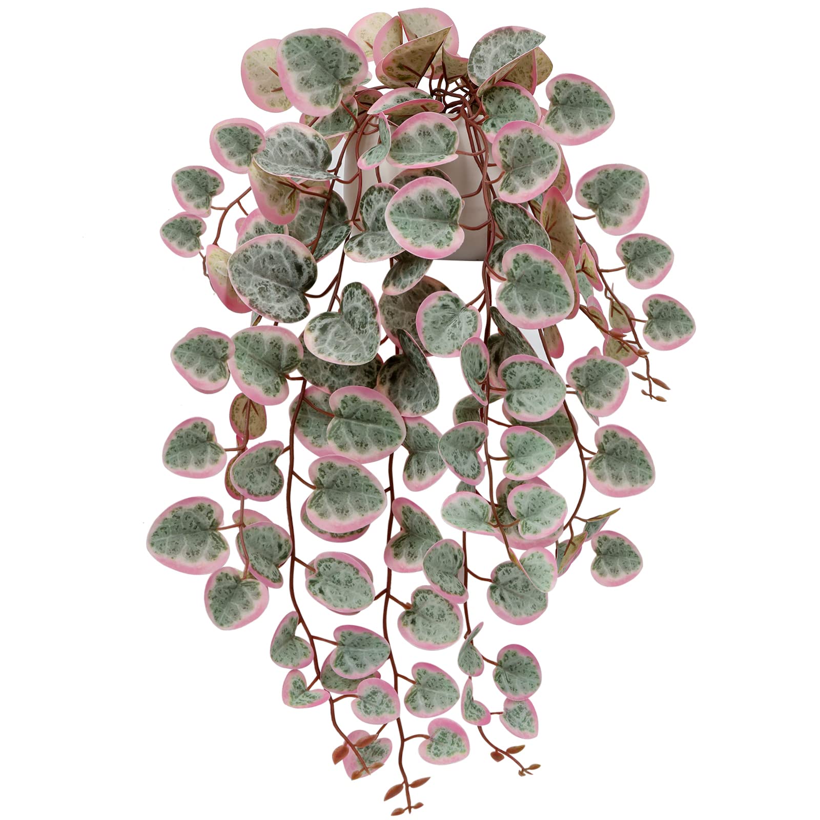 Hollyone Trailing Artificial Plants Decorative Fake Potted Plants, String of Hearts Plants Indoors Outdoors, Faux Trailing Plants for Home, Wall, Living Room, Bedroom, Office Decorations