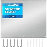 32" x 30" Thicken Heavy Range Hoods Stainless Steel Backsplash,Panel Splatter Guard for Stovetop,6 Pre Drilled Holes for Easy Installation,Keep the Walls Clean, Bright and Beautiful (32" x 30")