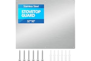YZHUPTE 32" x 30" Thicken Heavy Range Hoods Stainless Steel Backsplash,Panel Splatter Guard for Stovetop,6 Pre Drilled Holes for Easy Installation,Keep the Walls Clean, Bright and Beautiful (32" x 30")