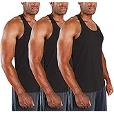 DEVOPS 3 Pack Men's Y-Back Dry Fit Muscle Gym Workout Tank Top