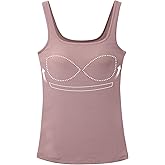 Womne Ribbed Tank Top with Sewn in Built in Bra Cup Sleevless Form Fitting Push Up Padded Bra Cami Shirt Basic Knit Tee S-3XL