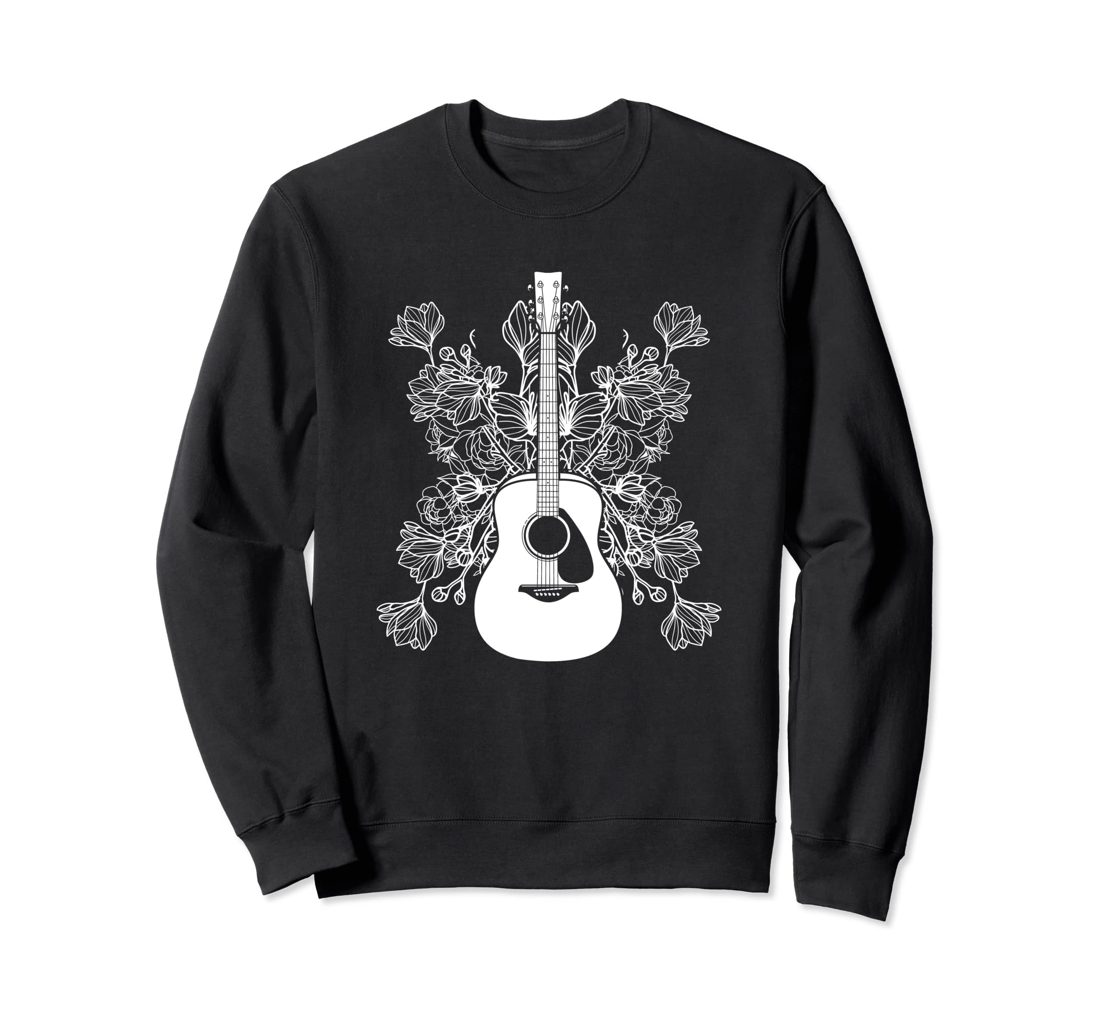 Guitarist Band Musician - Flower Floral Acoustic Guitar Sweatshirt