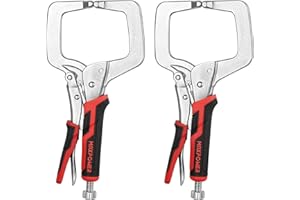 MAXPOWER 11-inch Locking C Clamp Set, 2 Pack Heavy Duty Locking Pliers with Regular Tip for Welding and Woodworking