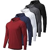 WENTTUO 5 Pack Mens UPF 50+ Sun Protection Hoodie Long Sleeve UV SPF Fishing Shirts Lightweight Running Rash Guard Sun Shirt