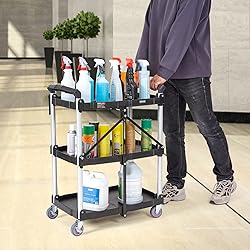 VEVOR Foldable Utility Service Cart, 165LBS 3 Shelf