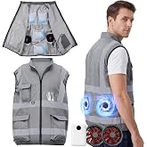 Grinsvalley Cooling Vest Jacket 2 Fan Air Conditioner Men Women | 10000mah Battery Pack, 20 Ice Bag, Waterproof Sealing Bag, Breathable Fabric, Construction Work, Gardening Outdoor Activity