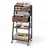 Homsorout 3 Tier Rolling Cart - Metal Utility Cart with Storage Drawer and Wheels, Versatile Art &amp; Craft Organizer for Home, Office, or Studio - Ideal for Storing Brushes, Paints, and Supplies
