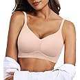 OEAK Womens Push Up Everyday Bras Comfortable Wireless Bralettes V Neck Seamless Bra Smooth Brassiere Wire Free Basic Bras