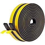 Fowong Adhesive Door Weather Stripping - 2 Rolls, 1/2 Inch Wide X 1/4 Inch Thick, Window Insulation High Density Foam Tape Ne