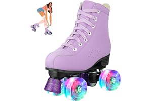 jessie Girls Roller Skates for Women, Microfiber Leather Roller Skates Girls Ages 8-12 High-Top Roller Skates for Beginner, I