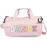 Dance Ballet Bag for Girls Sport Gym Duffle Bags Overnight Travel Bags Fun Dance Corduroy Chenille Letter Bag for Dancers (Pink)