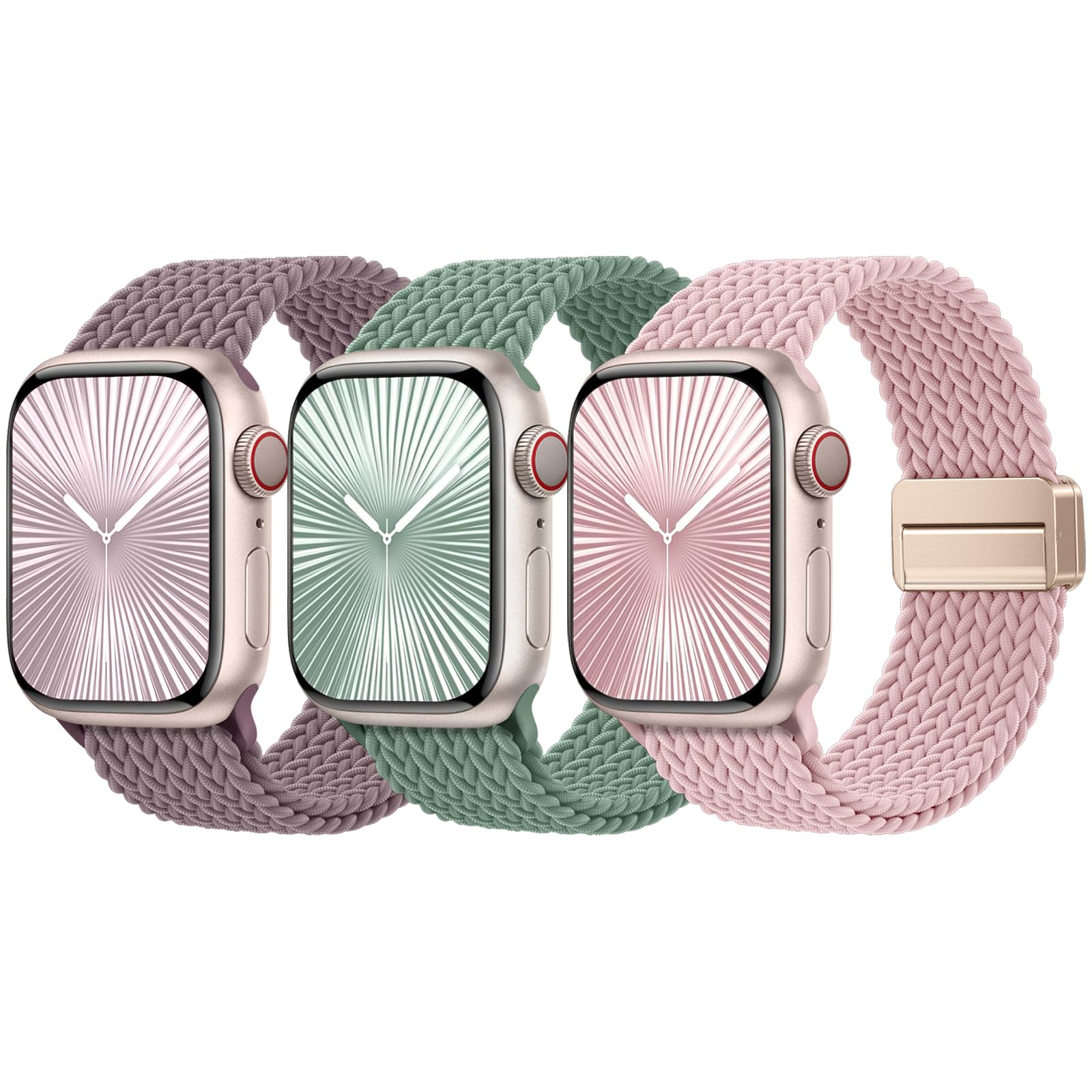 Braided Stretchy Bands Compatible with Apple Watch Bands 40mm 44mm 38mm 41mm 42mm 45mm 46mm 49mm Women Men, Soft Nylon Sport Strap with Magnetic Clasp for iWatch Series 11 10 9 8 SE 7 6 5 4 3 2 Ultra