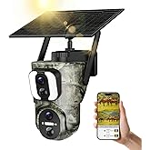 AMOROM 4G LTE Cellular Camera, 2K 360° Solar Camera Outdoor with Dual Lens, Built-in SIM Card, Full Color Night Vision, IP65 Waterproof, Remote Access, No WiFi Needed
