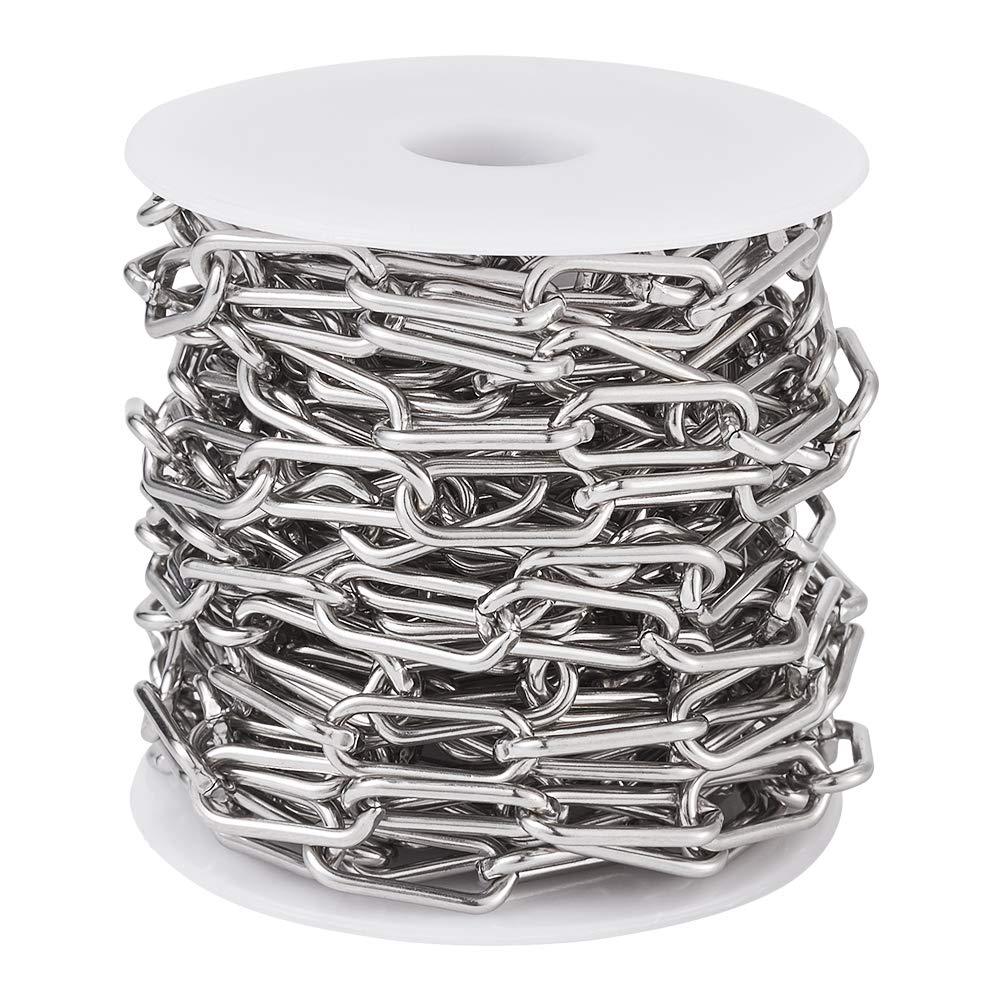 Photo 1 of Pandahall 16.4 Feet 304 Stainless Steel Paperclip Chains Necklace 17x7.4x1.6mm Unwelded Strong Oval Cable Chains Links with Spool for Jewelry Making