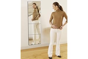 QUEGAU Shatterproof Kids Wall Mirror Tiles, 4Pcs 10"x10" Self Adhesive Acrylic Mirror, Unbreakable Plastic Mirrors for Toddler, Frameless Small Mirrors, Plexiglass Long Mirrior for Classroom,Children's room