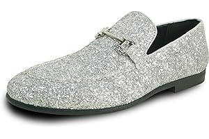 bravo! Men Dress Shoe Prom Slip-on Loafer Lace-up Oxford Cap Toe Metallic Glitter for Wedding Prom Black Blue Green Gold Pink Pewter Purple Silver Red