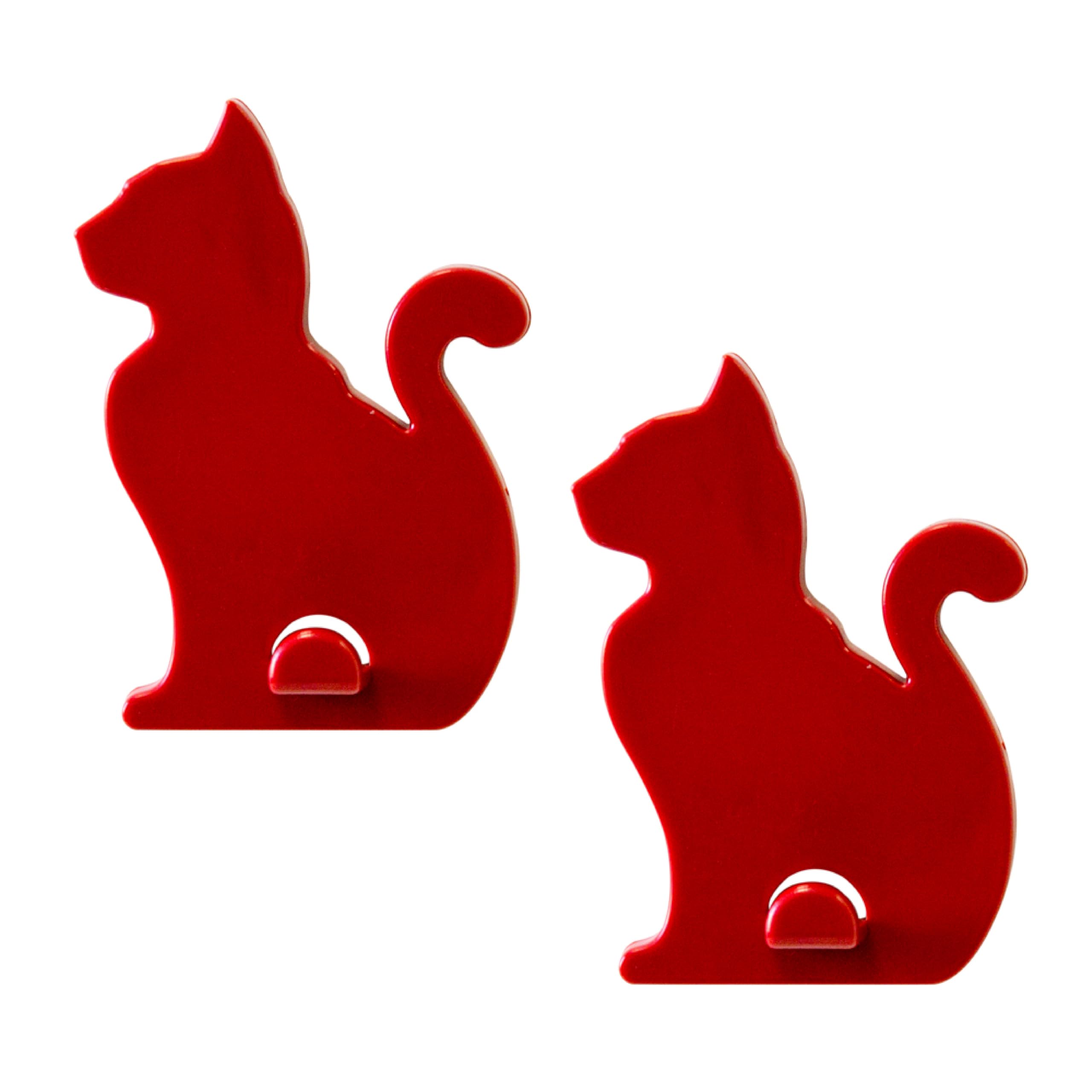 KalaMitica - Set of 2 Magnetic Wall Hangers with Powerful Magnet - Red Cats