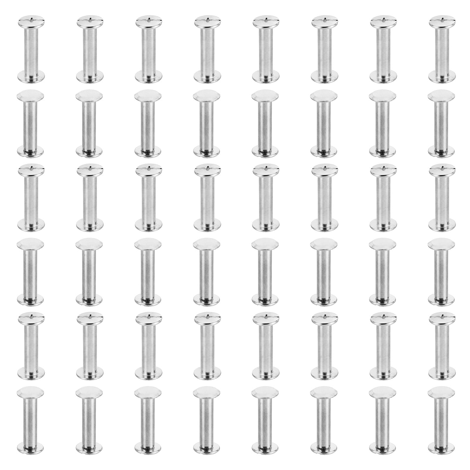 PATIKIL M5x22mm Chicago Screws, 100 Sets Chicago Screws Phillips Binding Post Screw Bolts Leather Rivets Brass Fasteners Connectors Steel for Leather Belt Scrapbook Photo Albums, Silvery