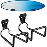 Surfboard Wall Mount – Heavy-Duty Iron Surfboard Rack for Wall with Non-Slip Protection, Holds 77lb – Universal Wall Mount Storage for Surfboards, Longboards, Shortboards, Skimboards, Snowboards, Skis