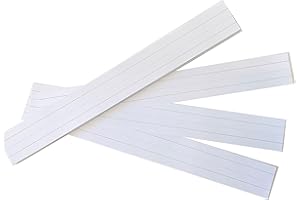 Reskid Ruled Sentence Strips, Thick Paper - 80lb Cardstock 3 x 24 Inches, White, Pack of 100 - Ideal for Classrooms, Offices, or Homes (100)