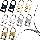 10 PCS Zipper Pull Replacement, Repair Kit Zipper Slider, Metal Fix Zipper Handle, Detachable Zipper Pull Tabs for Luggage Clothing Jacket Backpacks Coat Boots (Black, Silver, Gold, Gun Black, Bronze)