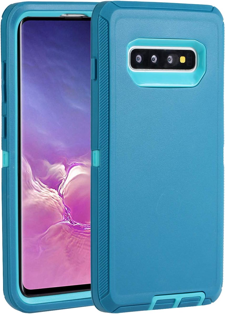 Topwin Shockproof Case for Galaxy S10e , Hybrid Heavy Duty Shockproof Full-Body Protective Case with Dual Layer Hard PC+ Soft Silicone Impact Protection for Samsung Galaxy S10e (Lack Blue)