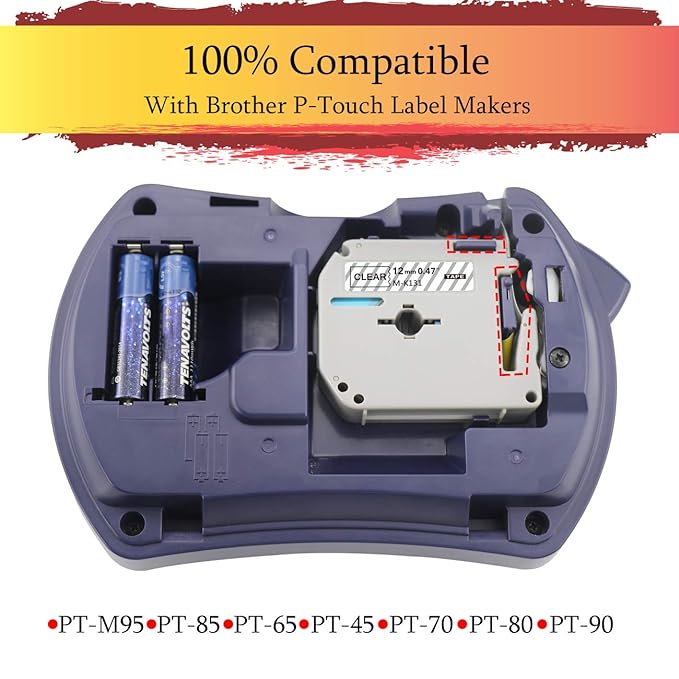 4PK 12mm For Brother Ptouch PT45 PT90 Label MK131 MK131 Black on