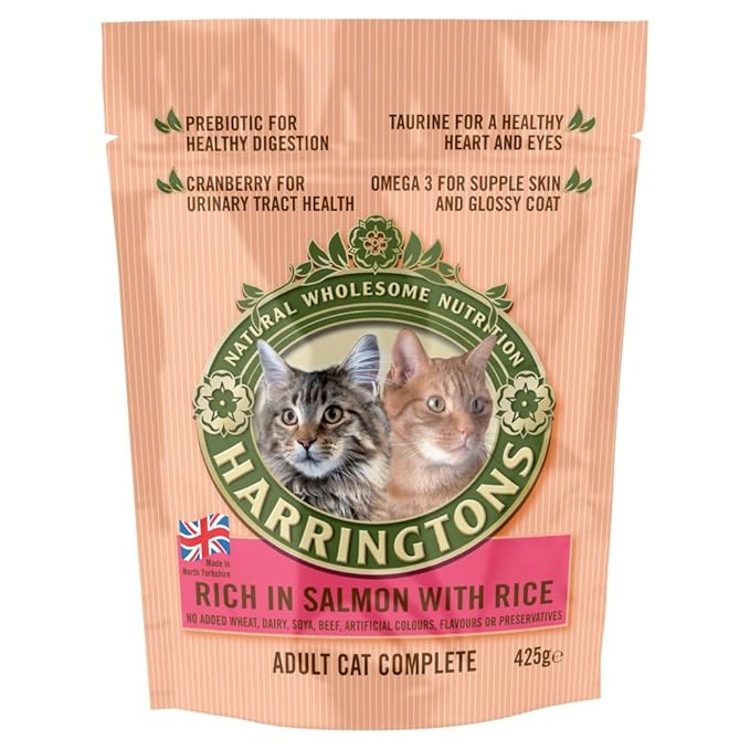 Harringtons Complete Dry Cat Food rich in Salmon with Rice, 425g