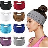 Wide Elastic Head Bands,Fashion,Makeup, Large Knotted Soft Headband for Washing Face, Sports Stretchy Sweat Bands,Headbands for Women, Non-Slip Thick Hair Bands,Workout, Spa, Running, 8-Pack