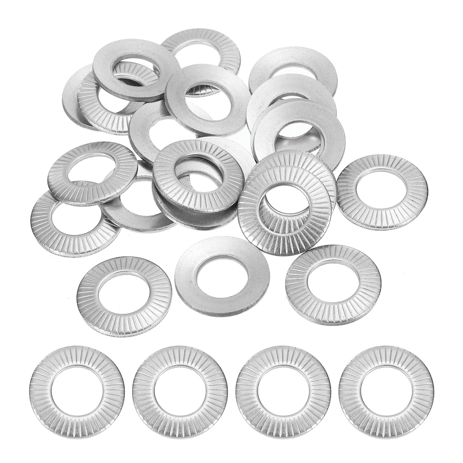 PATIKIL 304 Stainless Steel Flat Washers, 30 Pack M12x23mm Belleville Spring Disc Washer Conical Knurled Metric Gasket for Automotive Industrial Construction