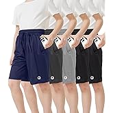 OCYMA 5 Pack Boys Athletic Shorts with Pockets Active Youth Basketball Shorts Quick Dry Kids Gym Soccer Shorts