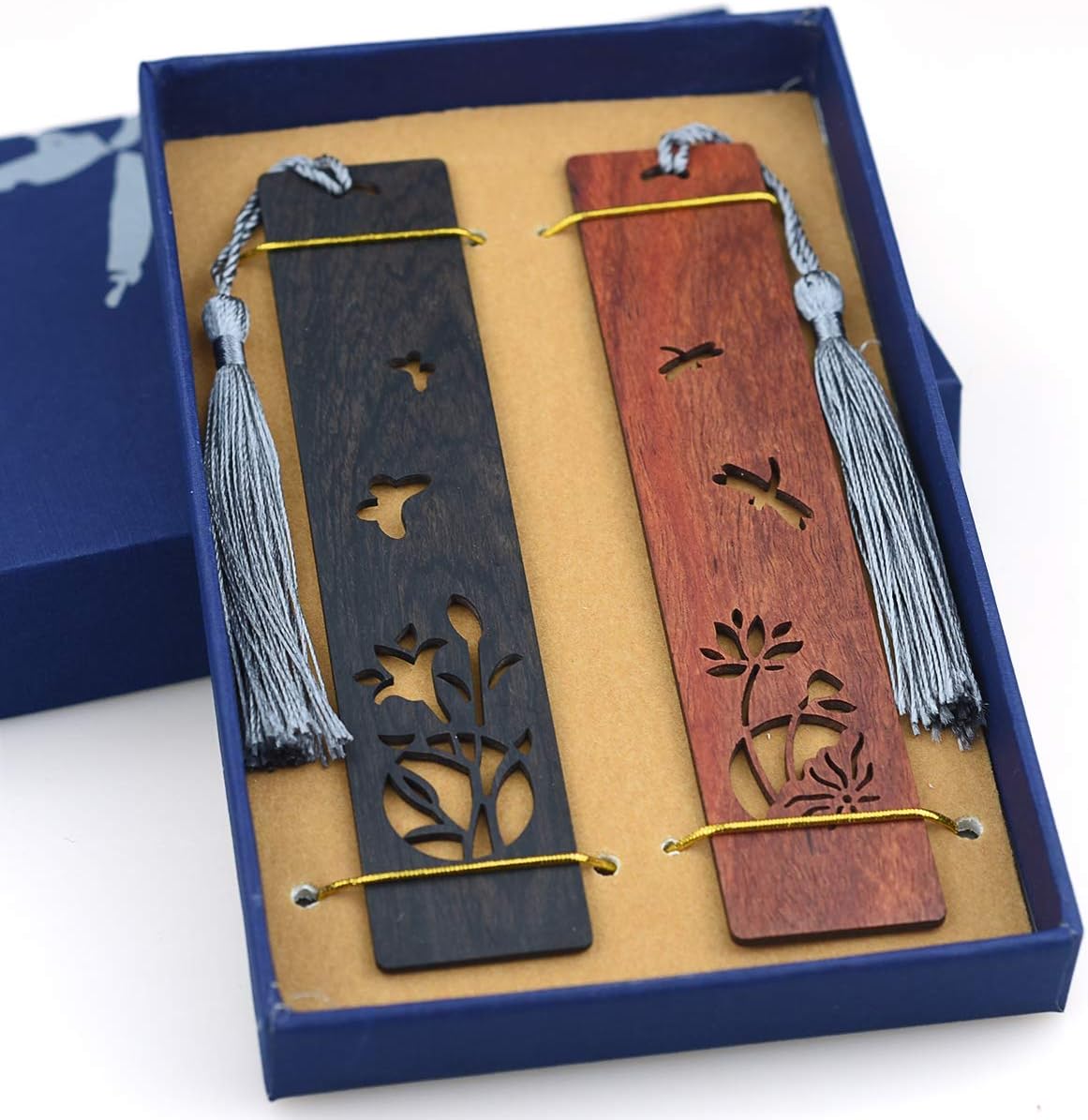 2pcs Wooden Bookmarks Handmade Natural Wood Bookmark with Tassel