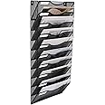 EasyPAG 10 Tier Wall File Organizer Mesh Office Letter-Sized Hanging File Folder Holder Wall Mounted Mail Sorter with Nametags, Black
